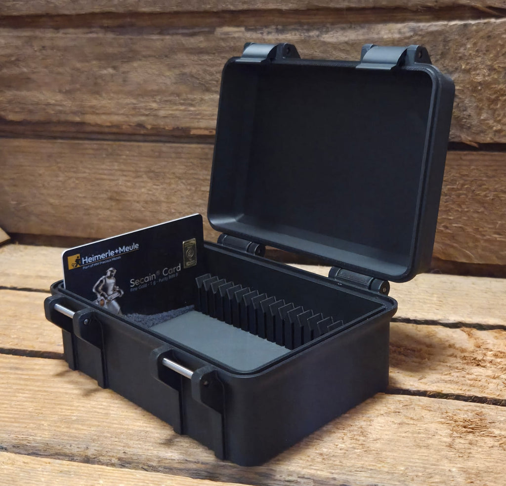 Aufbewahrungsbox für Gold-& Silberbarren Kreditkartenformat