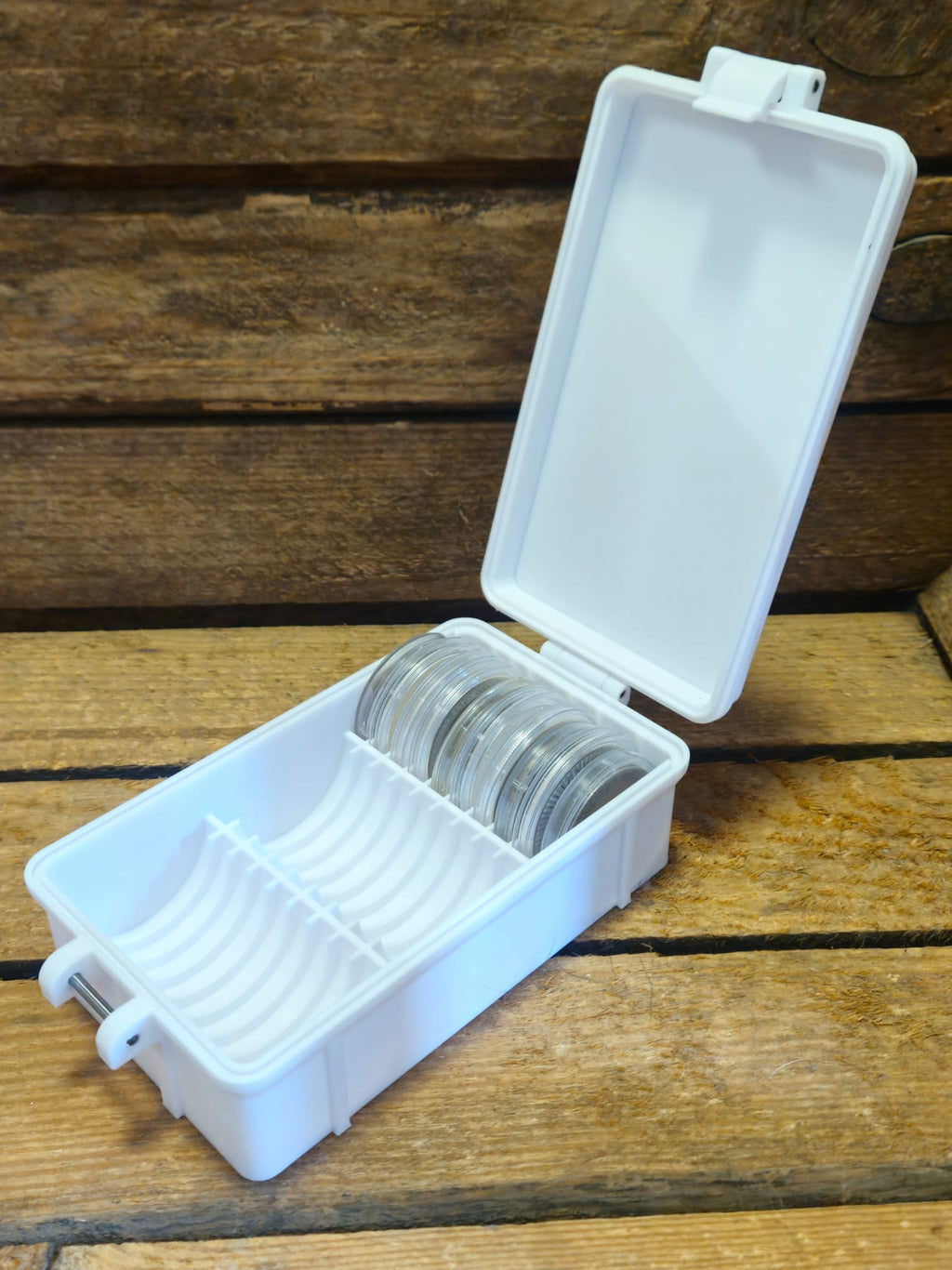 Münzbox 30 x 1 Oz Silbermünzen, American Eagle, United States Mint, China Panda